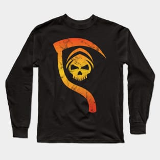 Vintage Grim Reaper & Scyth - Sunburst Yellow Orange and Red Long Sleeve T-Shirt